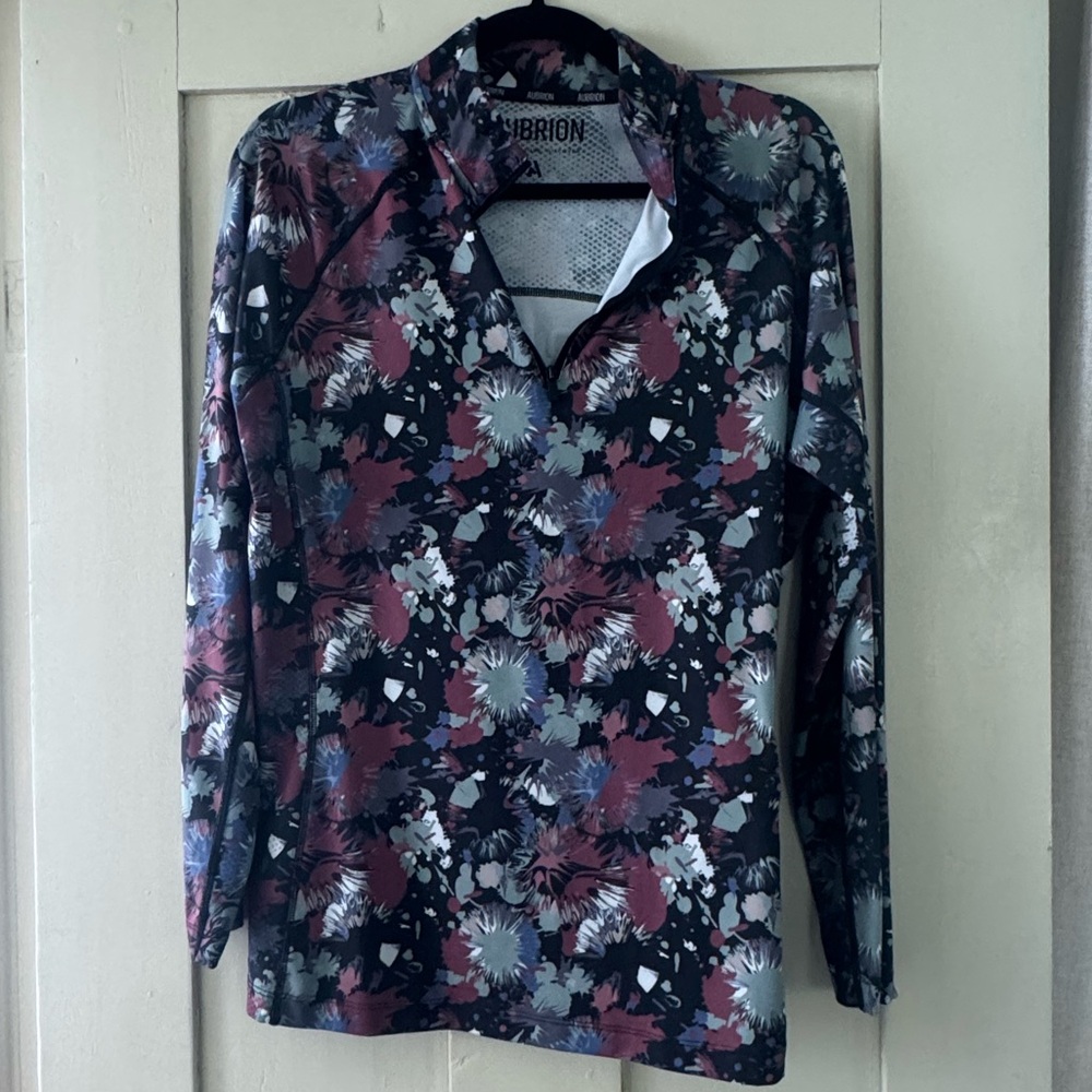 Aubrion Floral Quarter Zip Riding Shirt • Size Large